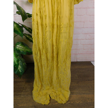 DM Fashion Yellow Lace Maxi Dress XS Women Boho