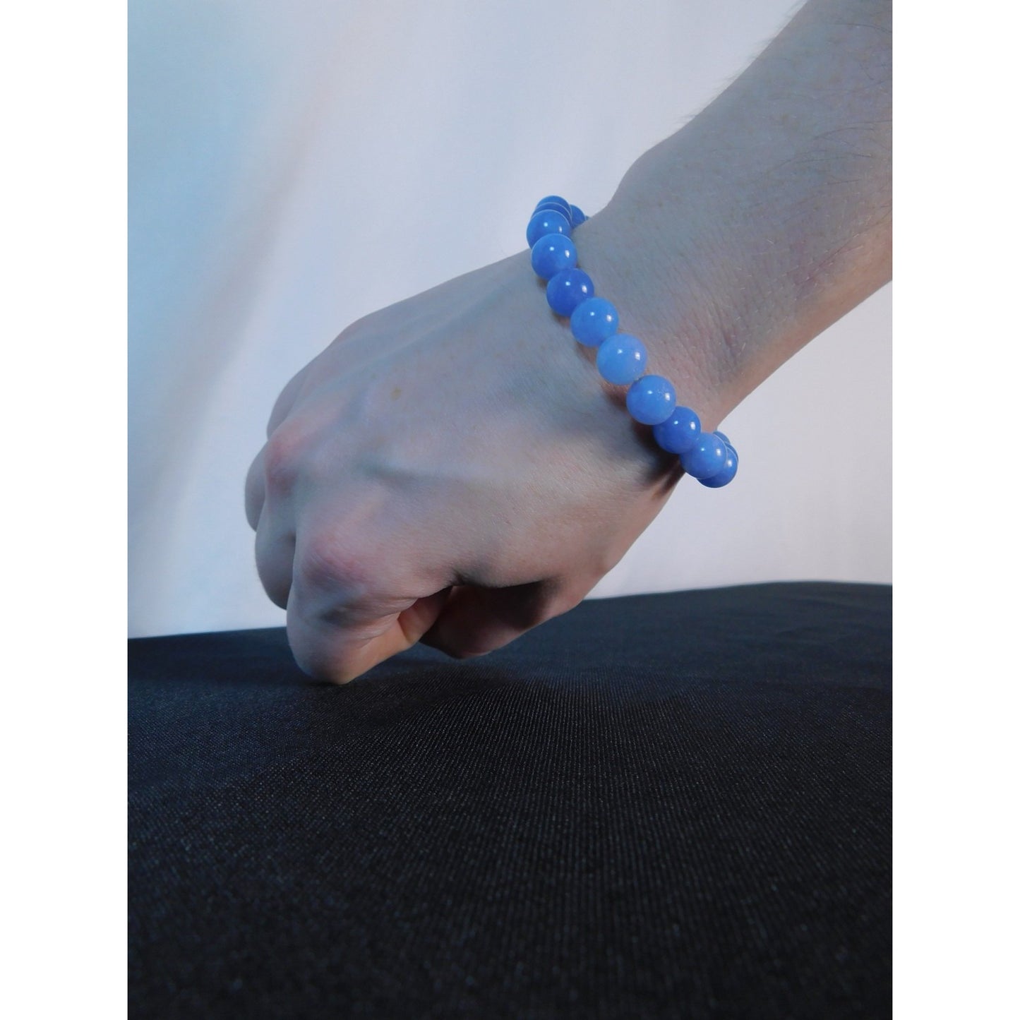 Aquamarine Bead Bracelet Stretch Calming Stone Meditation Cleansing Serenity Yog