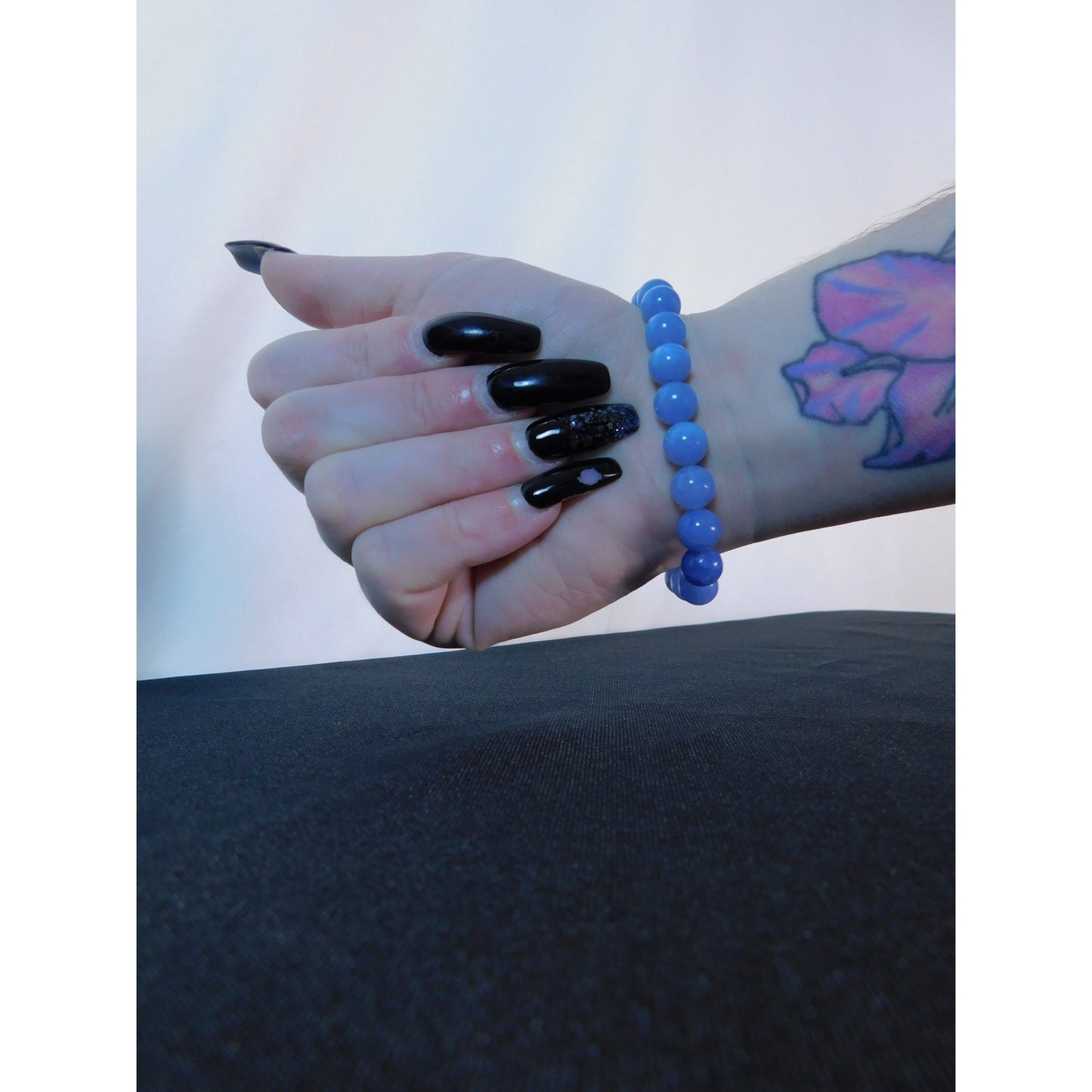 Aquamarine Bead Bracelet Stretch Calming Stone Meditation Cleansing Serenity Yog