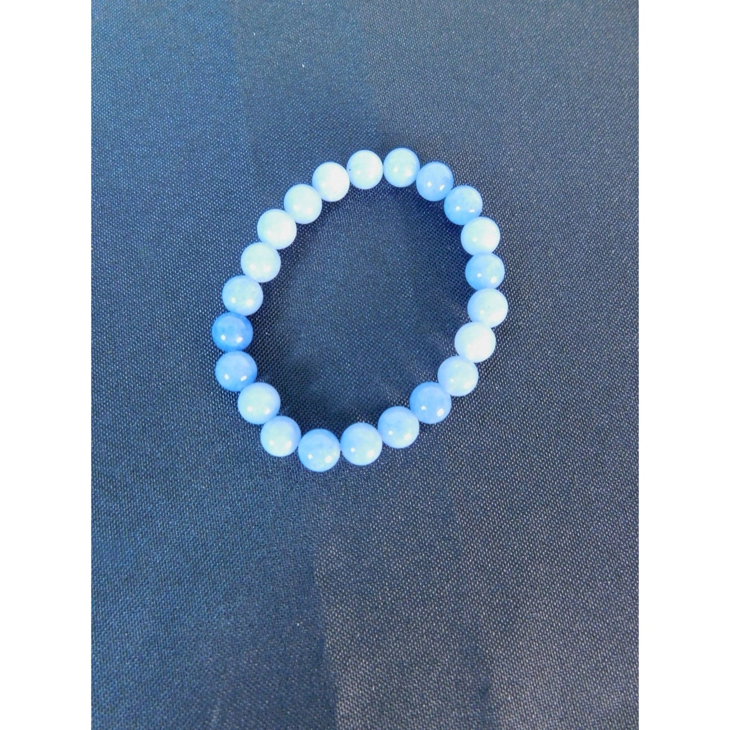Aquamarine Bead Bracelet Stretch Calming Stone Meditation Cleansing Serenity Yog