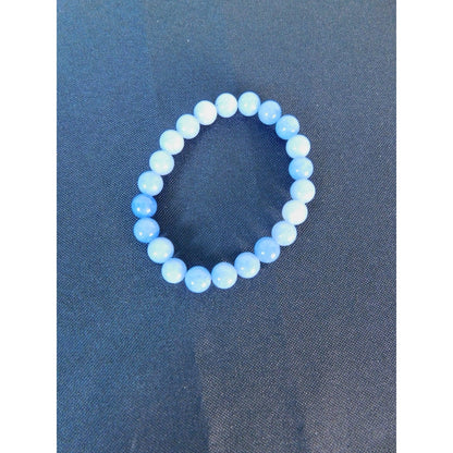 Aquamarine Bead Bracelet Stretch Calming Stone Meditation Cleansing Serenity Yog