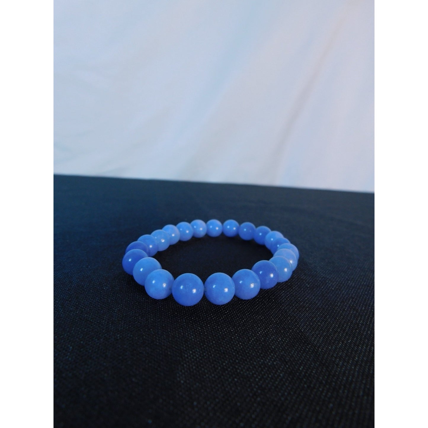 Aquamarine Bead Bracelet Stretch Calming Stone Meditation Cleansing Serenity Yog