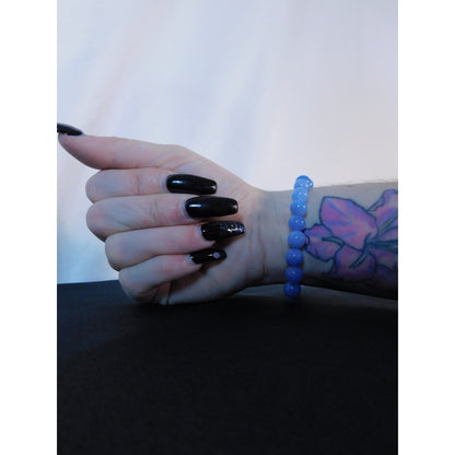 Aquamarine Bead Bracelet Stretch Calming Stone Meditation Cleansing Serenity Yog