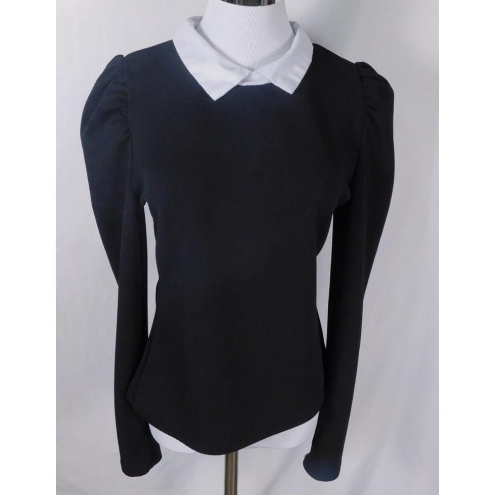 Womens Gothic Black & White Long Sleeve Top Size Large Witchcore