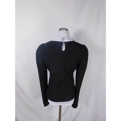 Womens Gothic Black & White Long Sleeve Top Size Large Witchcore