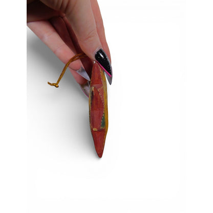 Hand Carved Wooden Sun Face Ornament Folk Art Boho Celestial Decor Vtg