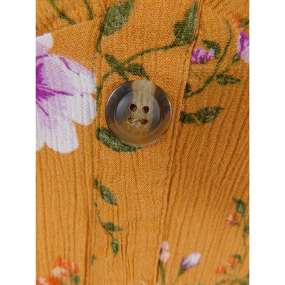 AE Small Yellow Floral Button Front Sundress Crinkle Boho