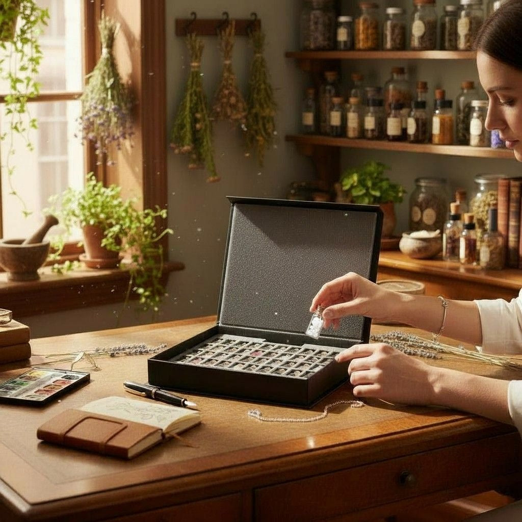 50 Gemstone Crystal Chip Bottles Set - Wicca Witchcraft Altar Supply - New