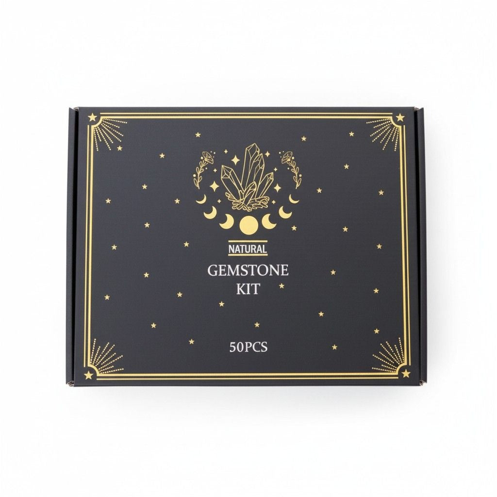 50 Gemstone Crystal Chip Bottles Set - Wicca Witchcraft Altar Supply - New