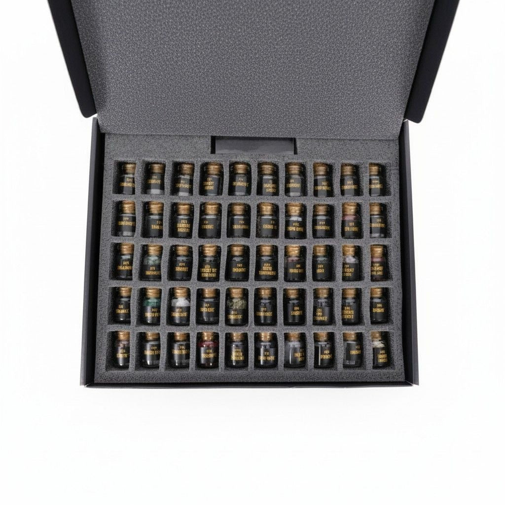 50 Gemstone Crystal Chip Bottles Set - Wicca Witchcraft Altar Supply - New