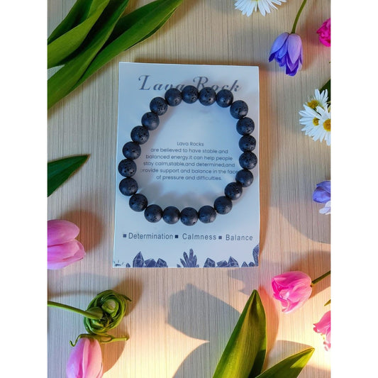 Lava Rock Healing Energy Bracelet Promotes Emotional Stability & Inner Strength
