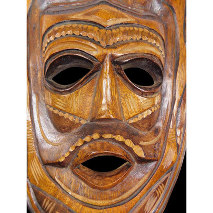 Hand Carved Wooden Tribal Wall Mask 16" Rustic Boho Witchcore Decor