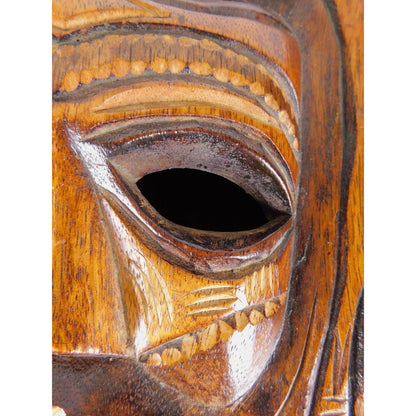 Hand Carved Wooden Tribal Wall Mask 16" Rustic Boho Witchcore Decor