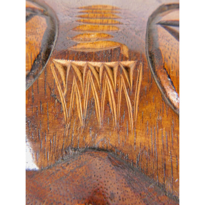 Hand Carved Wooden Tribal Wall Mask 16" Rustic Boho Witchcore Decor