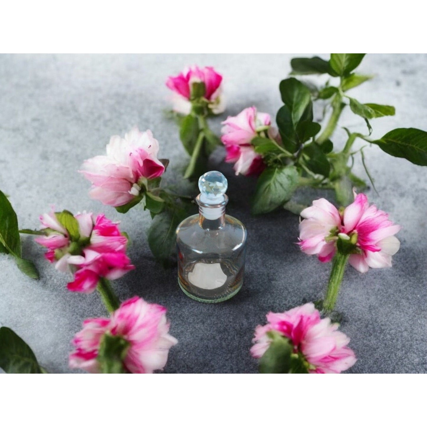 Vintage Glass Perfume Bottle With Crystal Stopper & Elegant Etched Design