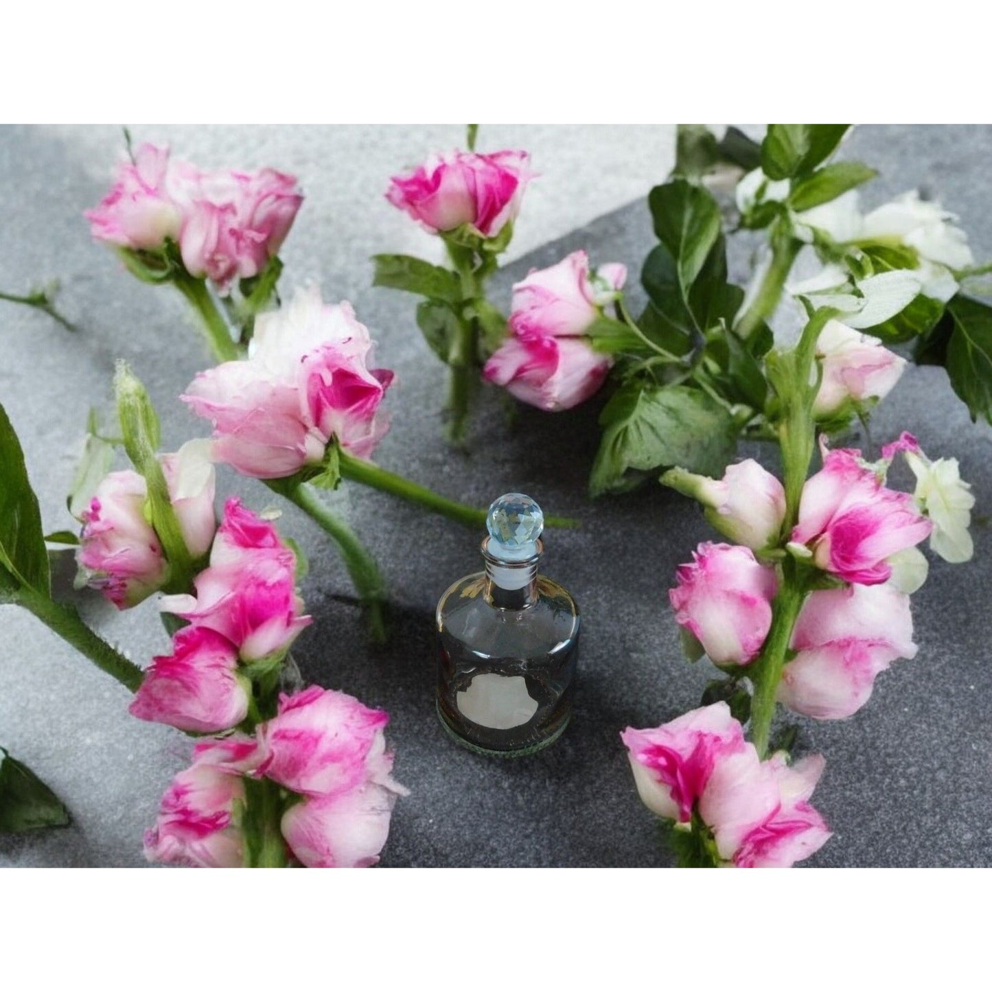 Vintage Glass Perfume Bottle With Crystal Stopper & Elegant Etched Design