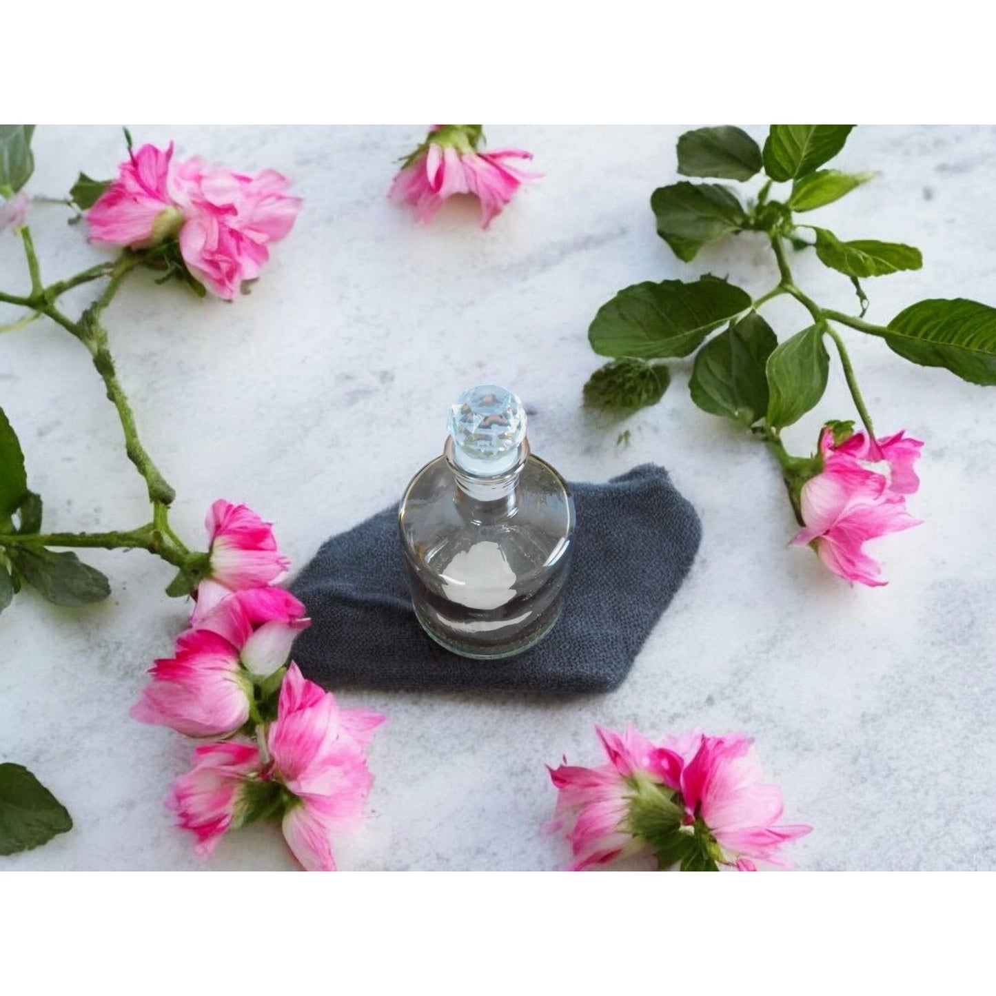 Vintage Glass Perfume Bottle With Crystal Stopper & Elegant Etched Design