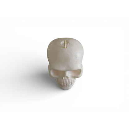 White Skull Candle Unscented Decoration 3" Unique Design Wax Light Gothic Home Decor Gift Idea