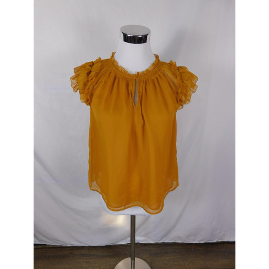 Old Navy Yellow Ruffle Sleeve Chiffon Top XS - Sheer Lined - Excellent