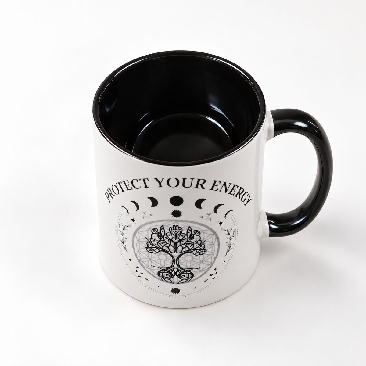 Protect Your Energy Mug with Moon Phases & Tree of Life – 11 oz