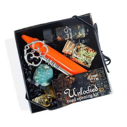 Unlocked Road Opener Spell Kit - Block Clearing Abundance - Glass & Key