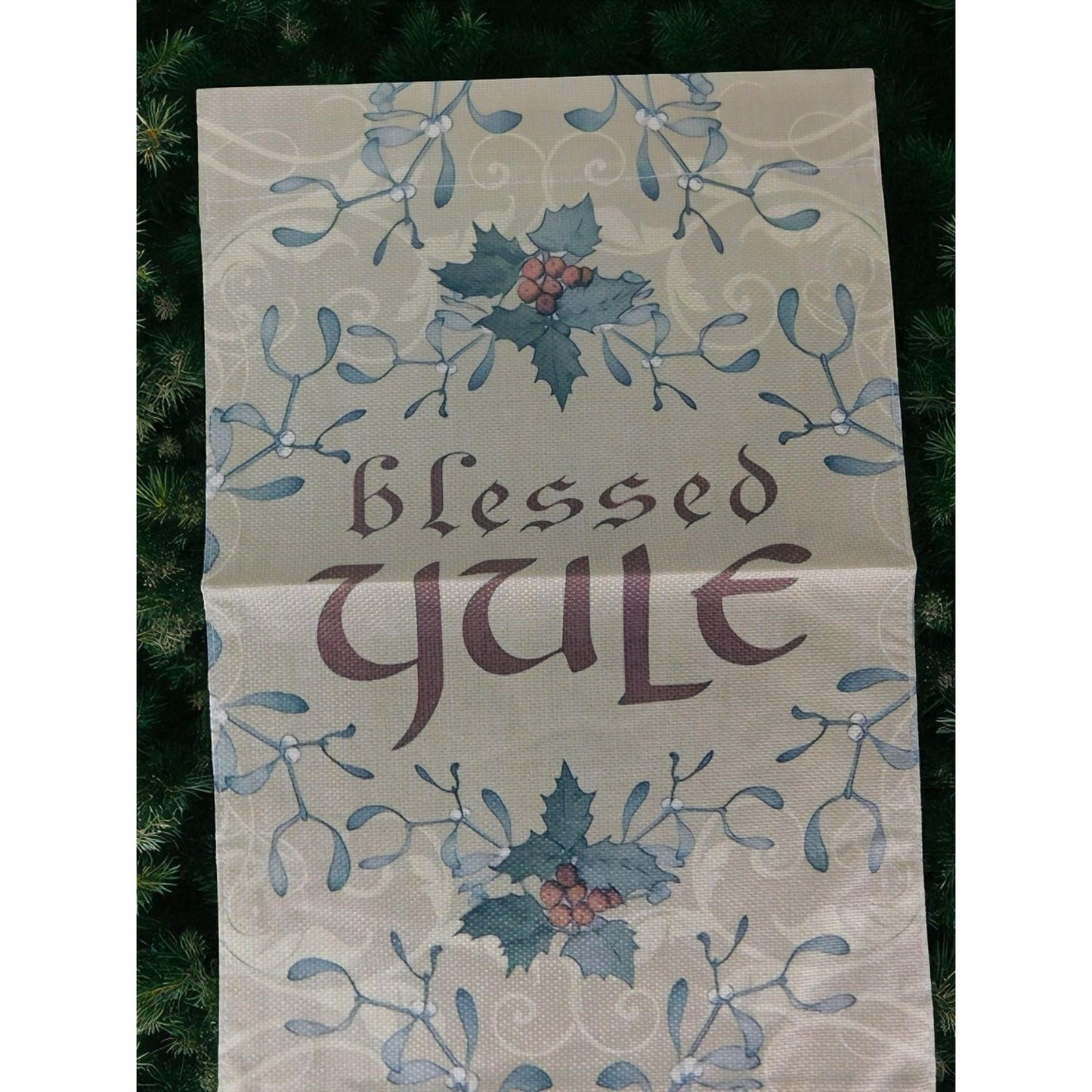 Blessed Yule Garden Flag Pagan Holiday Decor Winter Solstice Outdoor Banner Sign