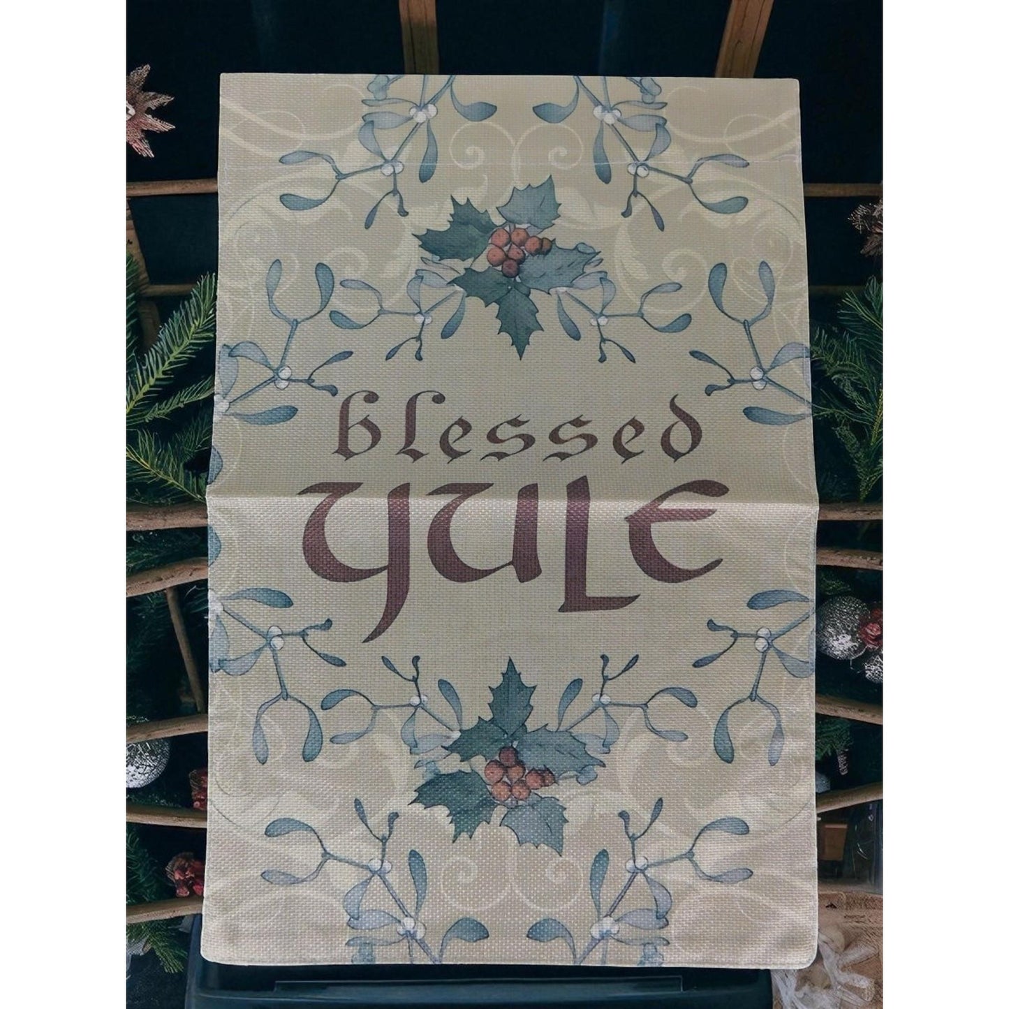 Blessed Yule Garden Flag Pagan Holiday Decor Winter Solstice Outdoor Banner Sign