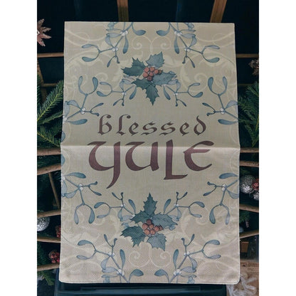 Blessed Yule Garden Flag Pagan Holiday Decor Winter Solstice Outdoor Banner Sign