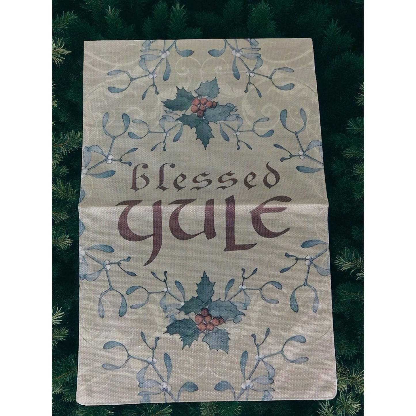 Blessed Yule Garden Flag Pagan Holiday Decor Winter Solstice Outdoor Banner Sign