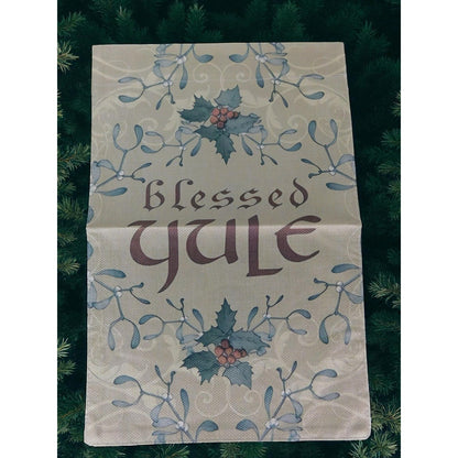 Blessed Yule Garden Flag Pagan Holiday Decor Winter Solstice Outdoor Banner Sign