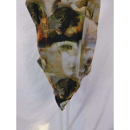 PrettyLittleThing Mesh Renaissance Bodysuit 8 - Sheer Print Snap - Excellent