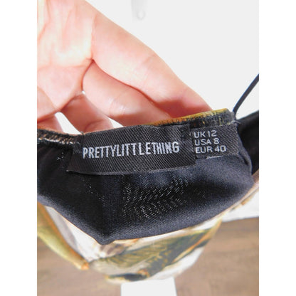 PrettyLittleThing Mesh Renaissance Bodysuit 8 - Sheer Print Snap - Excellent