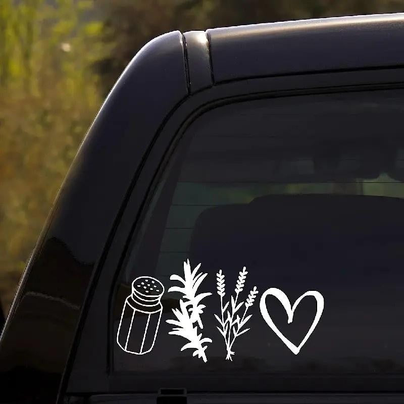 Salt Shaker Herb Heart Vinyl Decal Sticker For Cars/Motorcycles 5.5x2.75 Inches