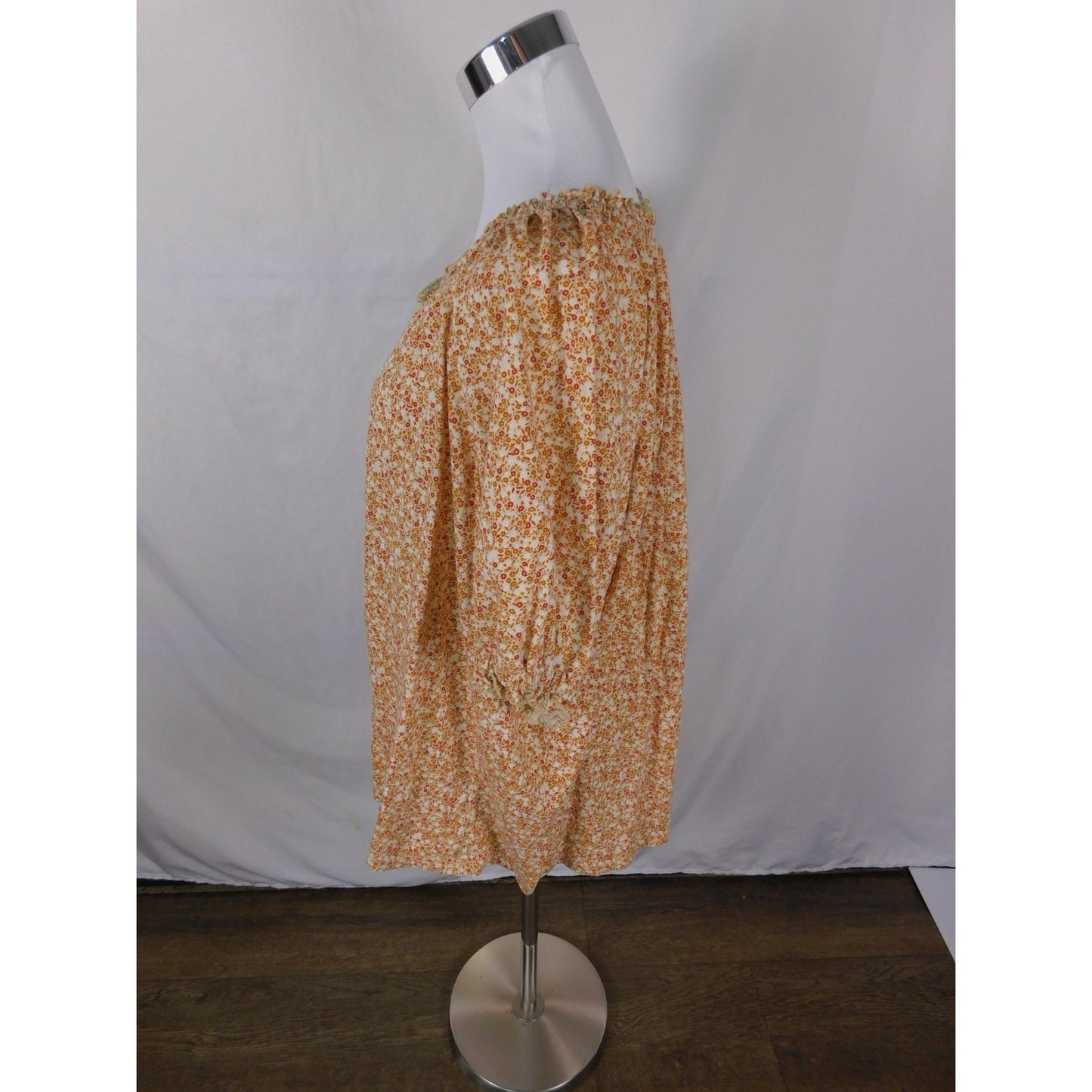 Wonderly Orange Floral Peasant Top 2X - Boho Ruffle Tie - Excellent