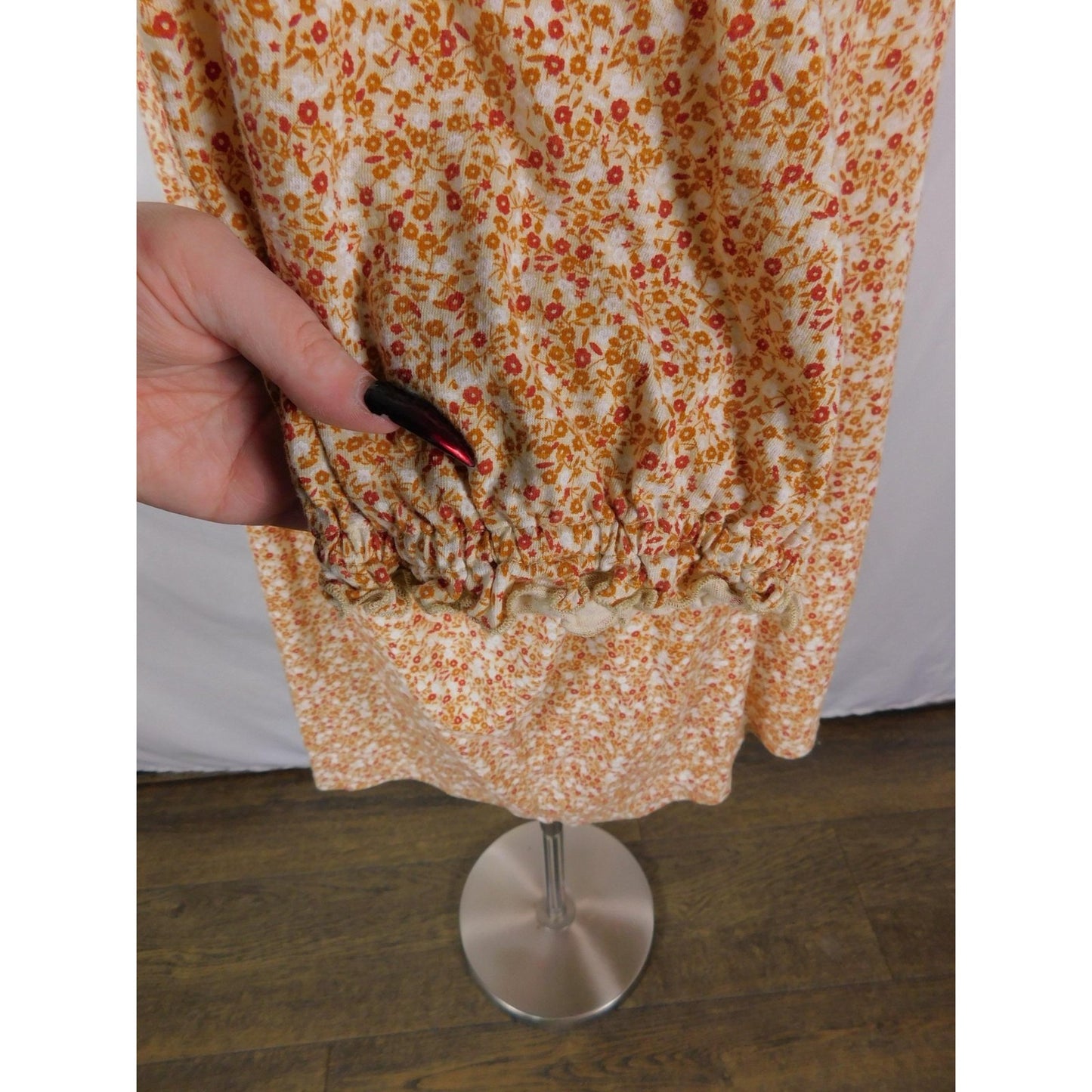 Wonderly Orange Floral Peasant Top 2X - Boho Ruffle Tie - Excellent