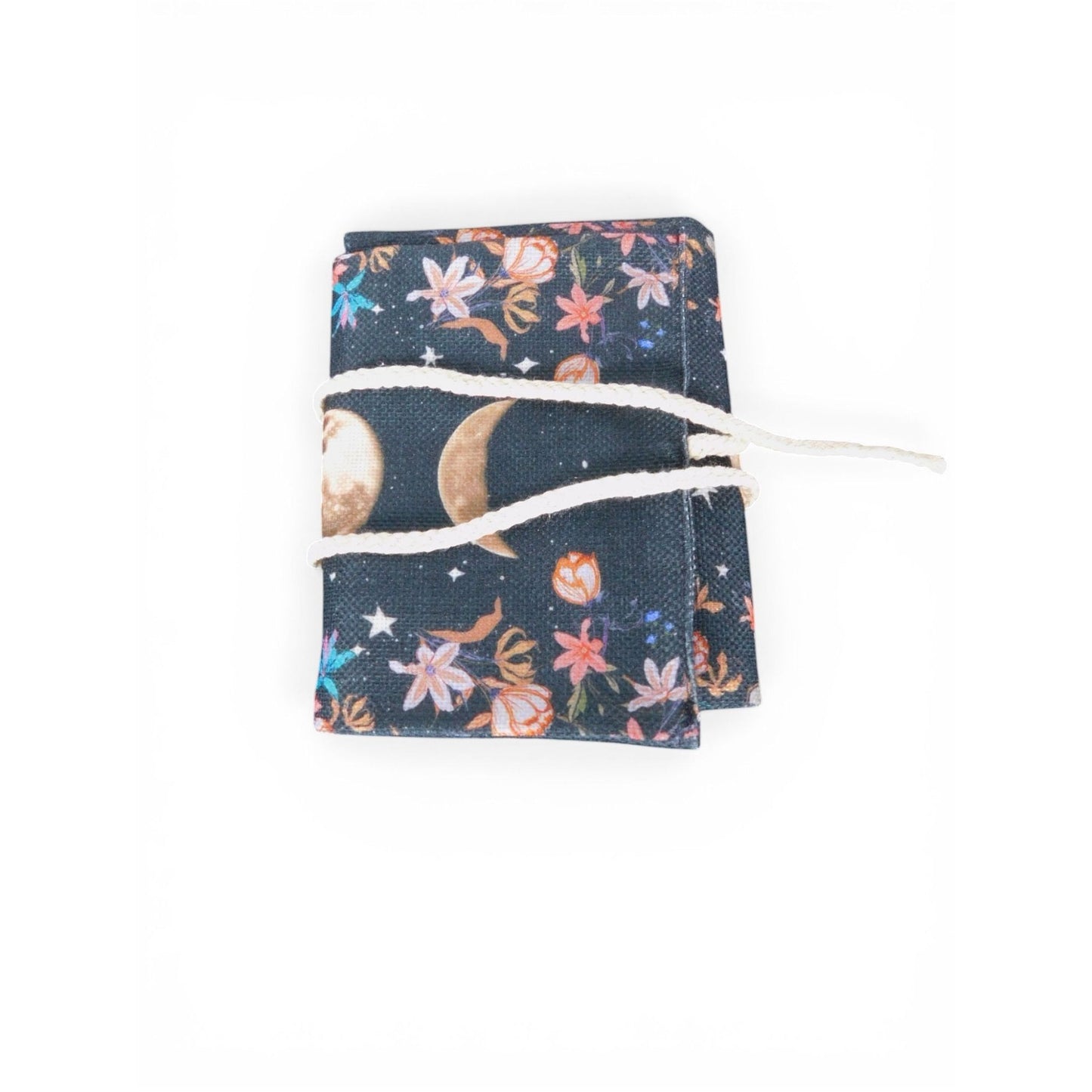 Moon Phase & Floral Tarot Card Holder With String Wrap