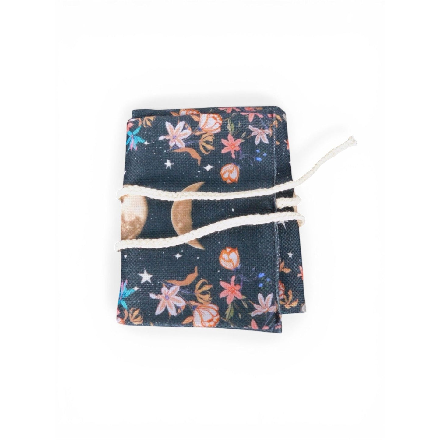 Moon Phase & Floral Tarot Card Holder With String Wrap