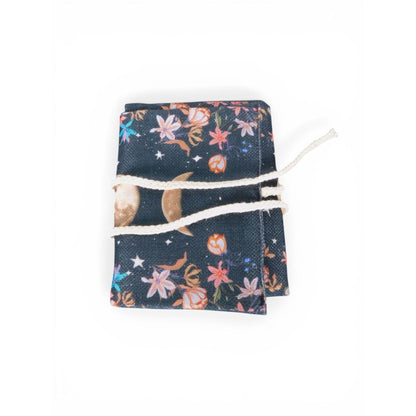Moon Phase & Floral Tarot Card Holder With String Wrap