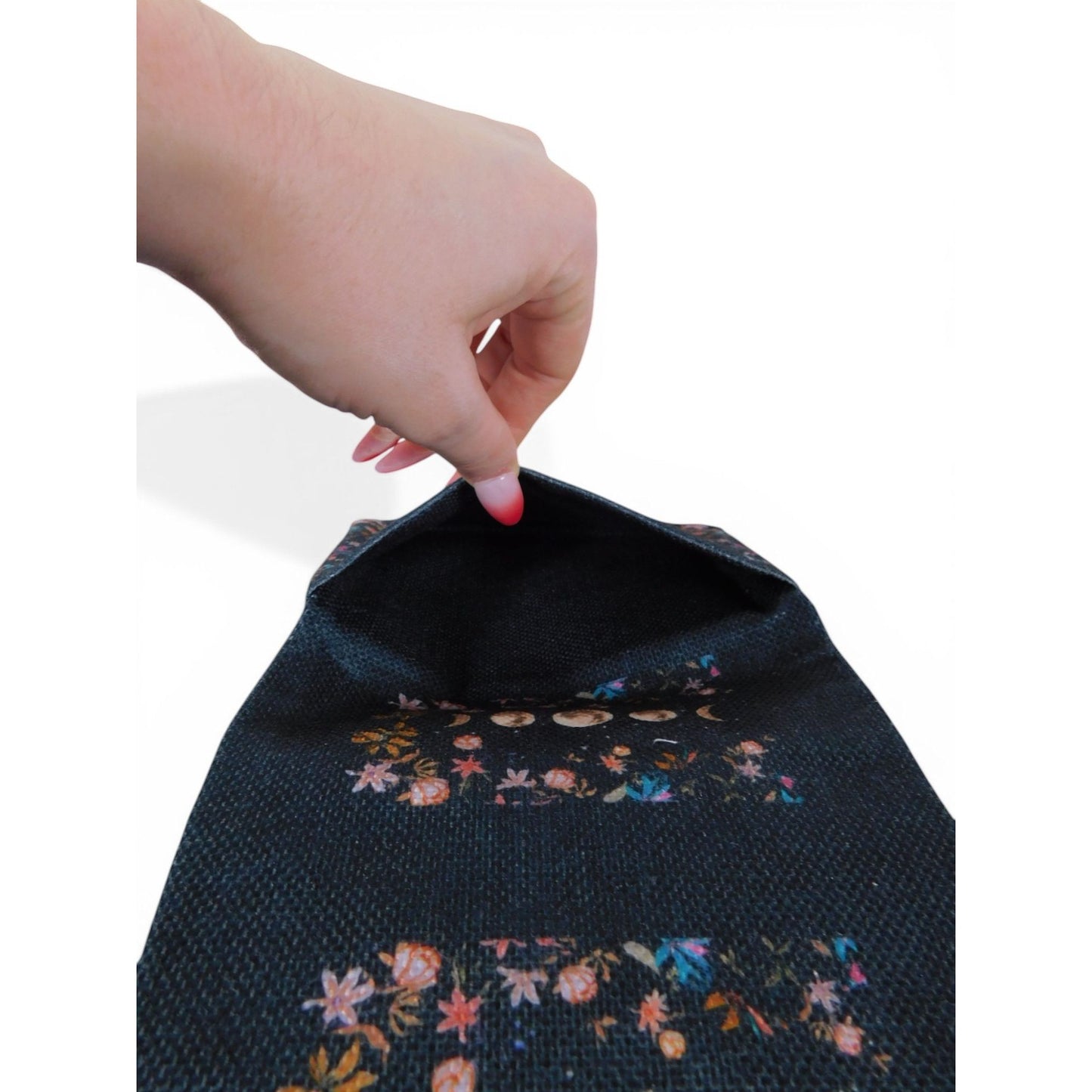 Moon Phase & Floral Tarot Card Holder With String Wrap