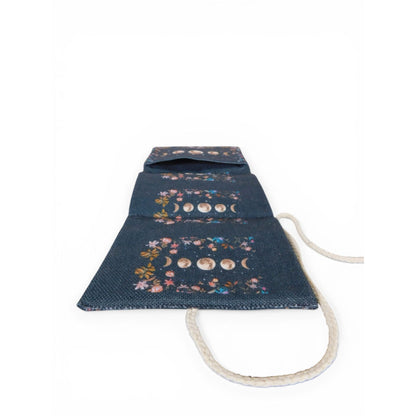Moon Phase & Floral Tarot Card Holder With String Wrap