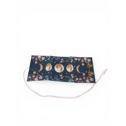 Moon Phase & Floral Tarot Card Holder With String Wrap