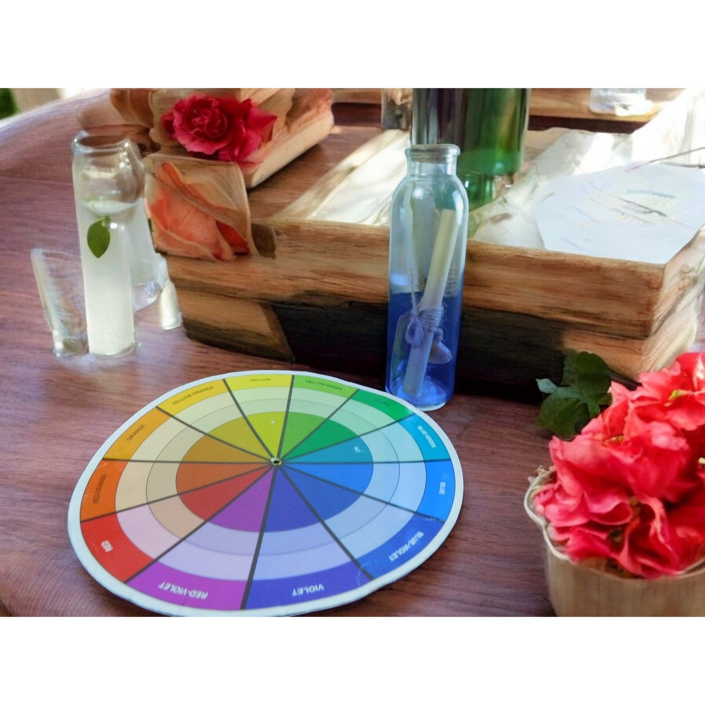 Glass Spell Bottle With Cork & Sealed Scroll 8" Clear & Blue