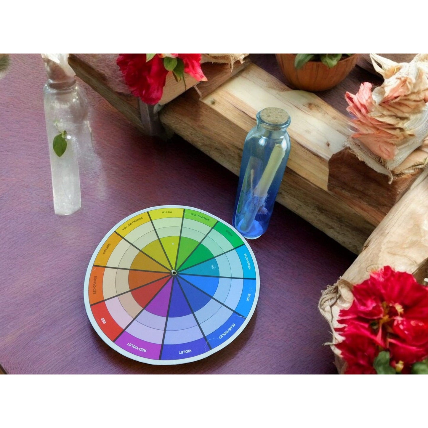 Glass Spell Bottle With Cork & Sealed Scroll 8" Clear & Blue