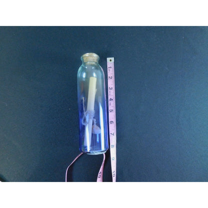 Glass Spell Bottle With Cork & Sealed Scroll 8" Clear & Blue