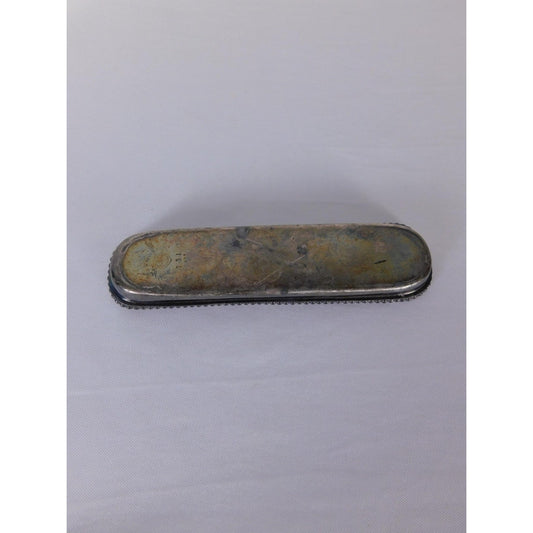 Vintage Small Metal Beaded Edge Bow Trinket Ring Tray Vanity Decor Dish