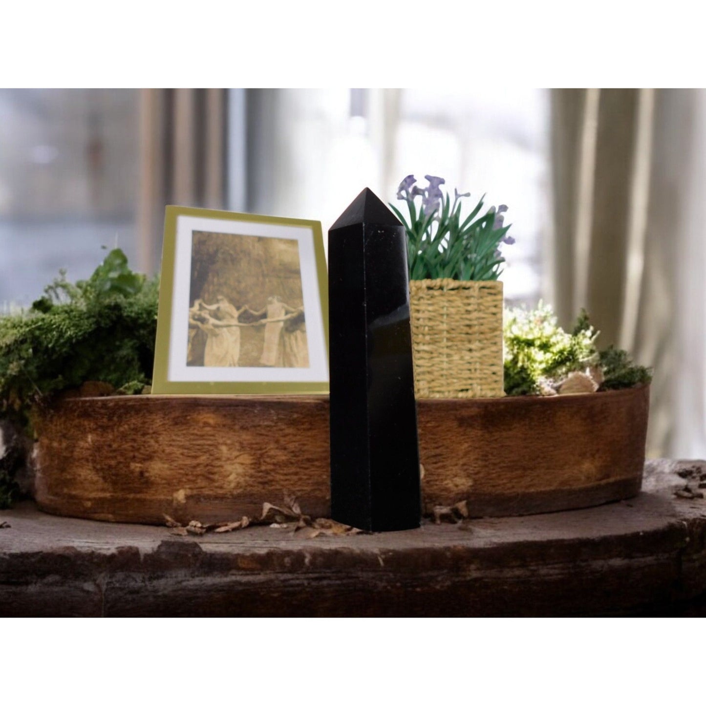 Black Obsidian Crystal Tower Point 3" For Healing Meditation & Home Decor
