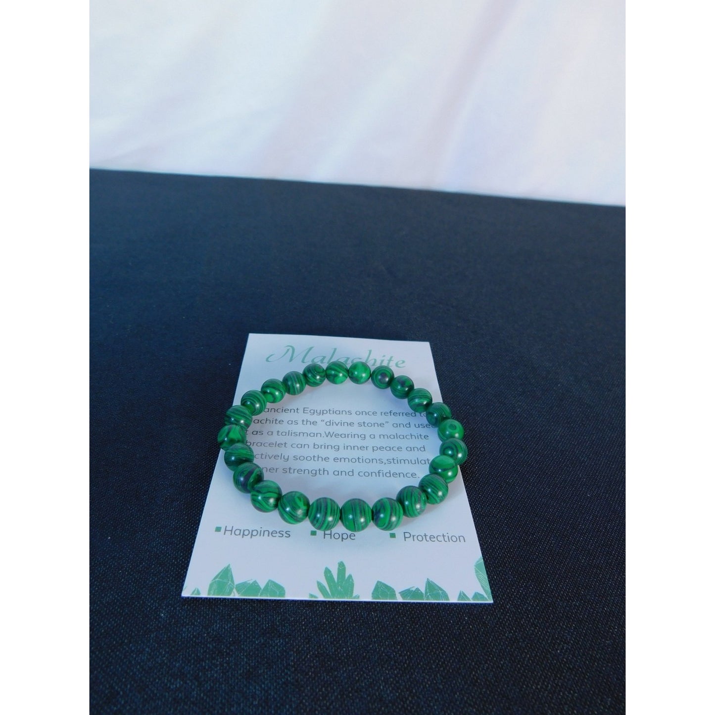 Malachite Beaded Bracelet Stretch Green Crystal Gemstone Healing Energy Jewelry