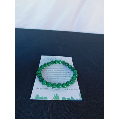 Malachite Beaded Bracelet Stretch Green Crystal Gemstone Healing Energy Jewelry