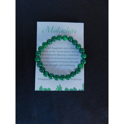 Malachite Beaded Bracelet Stretch Green Crystal Gemstone Healing Energy Jewelry