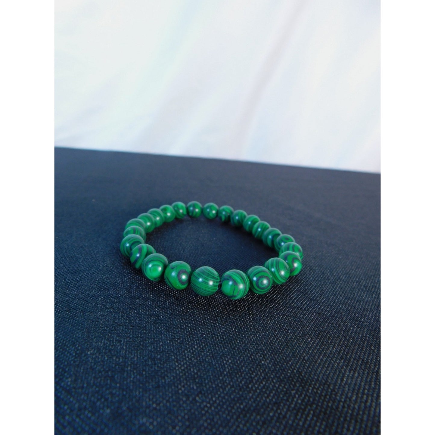 Malachite Beaded Bracelet Stretch Green Crystal Gemstone Healing Energy Jewelry